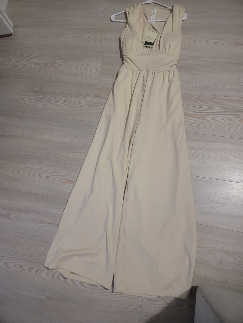 HALARA Cream V-Neck Wide-Leg Jumpsuit
